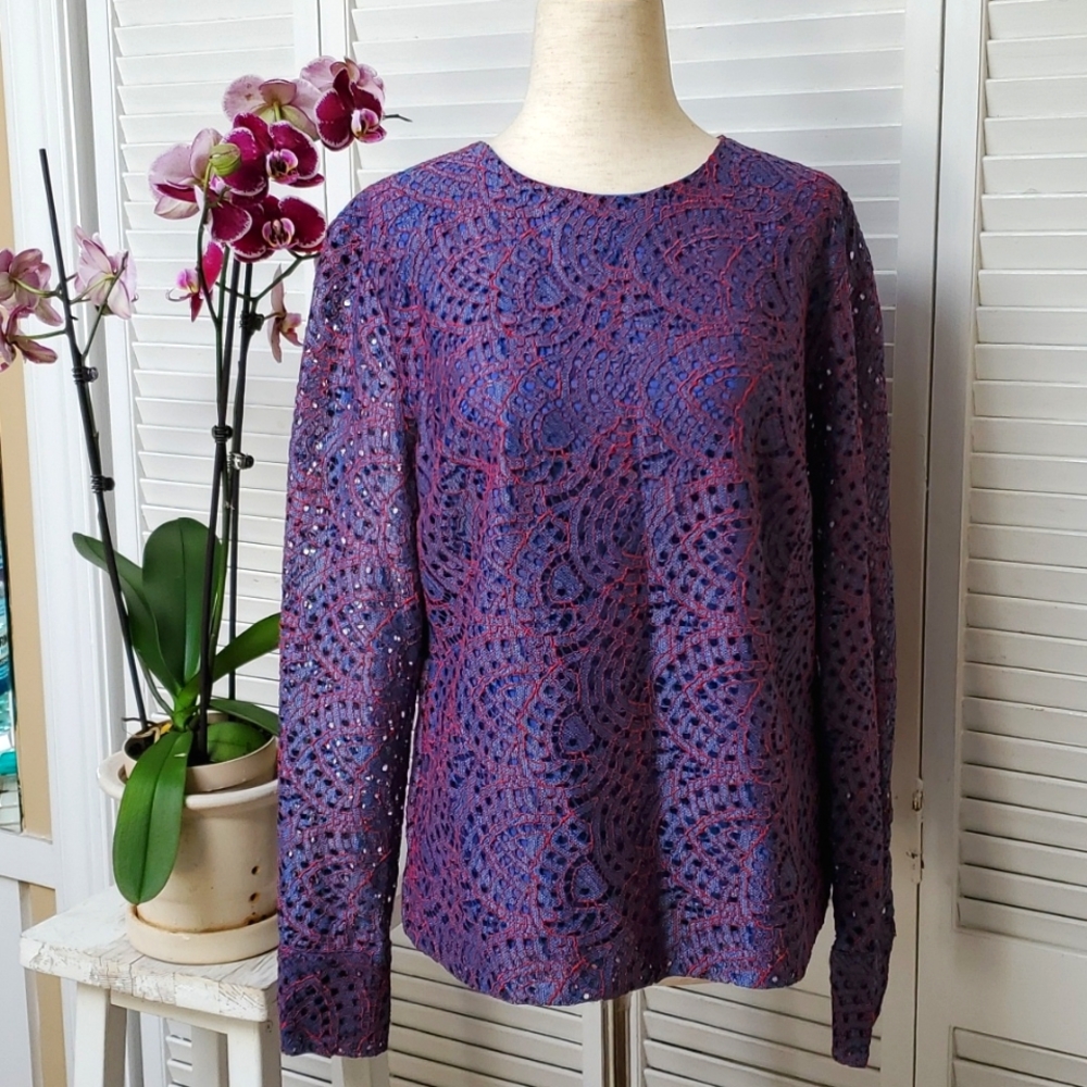 Banana Republic Lace Long Sleeve Blouse Size S